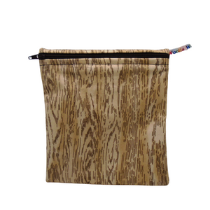 Wood Grain -  Medium Poppins Pouch Reusable Washable Sandwich Bag - Vegan Alternative to Wax Wrap