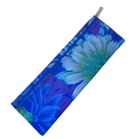 Big Blue Purple Bloom  - XL  Straw/Cutlery Poppins Pouch