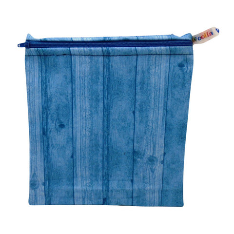 Blue Wood Grain -  Medium Poppins Pouch Reusable Washable Sandwich Bag - Vegan Alternative to Wax Wrap
