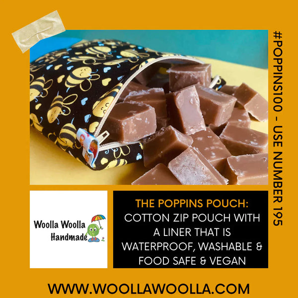 Jewelled Jungle - Large Poppins Pouch - Waterproof, Washable, Food Safe, Vegan, Lined Zip Bag
