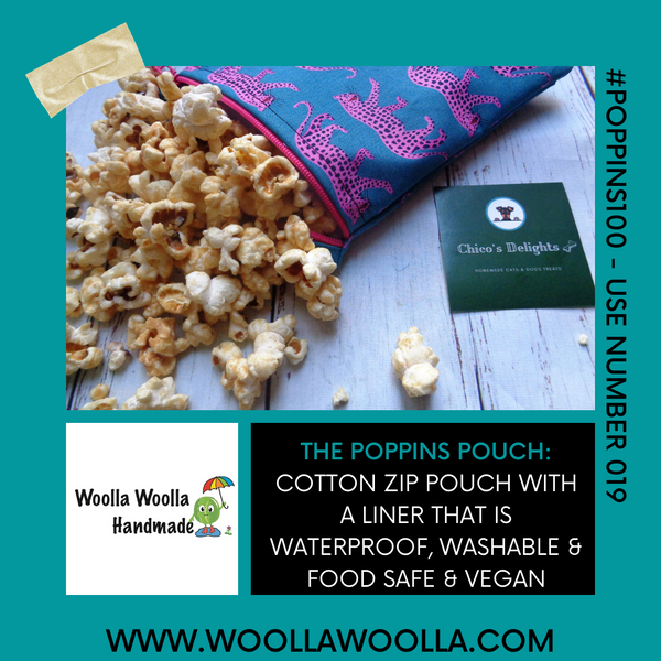 Leafy Elephant Medium Poppins Pouch Washable Sandwich Bag - Vegan Alt. to Wax Wrap