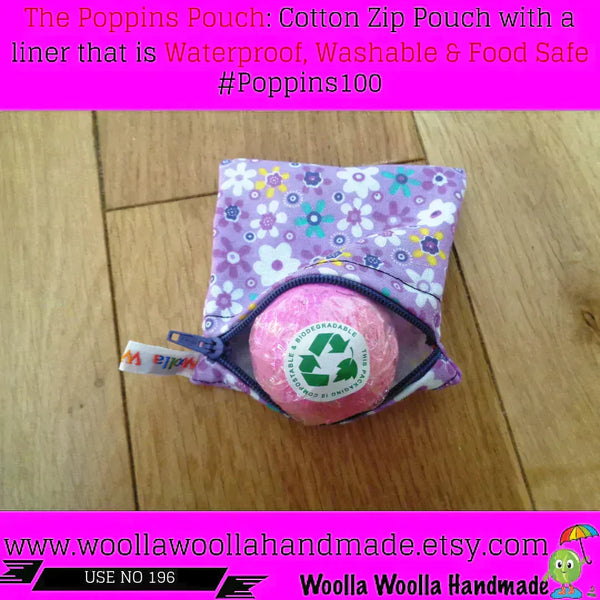 Pink Peacocks - Snack Bag - Small Pippins Waterproof Pouch for Food, Makeup and more, Eco-Friendly and Washable Lunch, Travel, and Storage