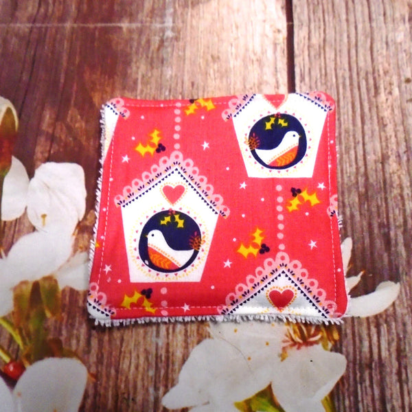 Reusable Cotton Wipes 4 Pack - Make Up - Toddler - Finger Wipes - Birdhouse With White Towelling