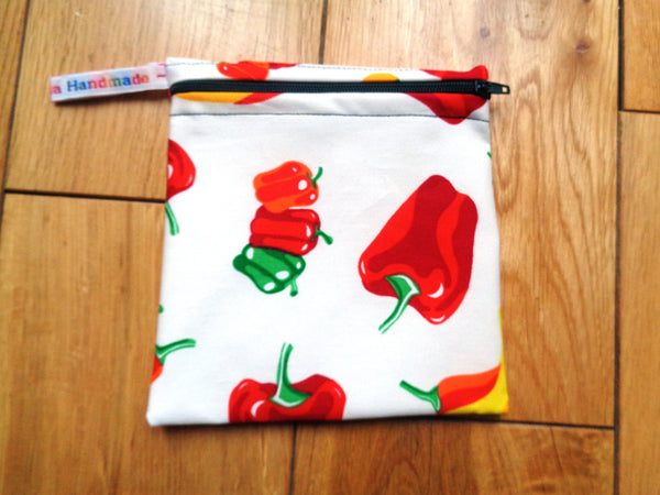 Chili Pepper Chilli White - - Small Poppins Pouch Washable Snack Bag