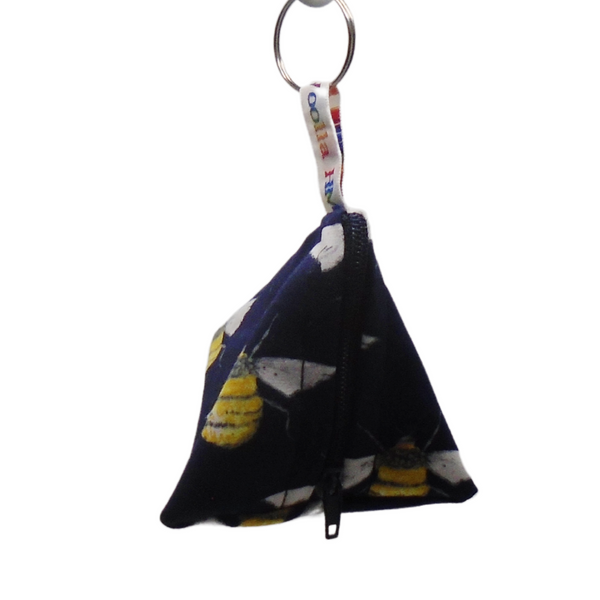 Navy Bee - Tri-Keyring Snack Poppins Pouch